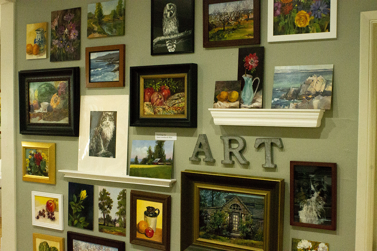 Janet Lombardi Blixt works with oil, acrylic, and pastel in her pieces. Photo credit: Dominique Wood