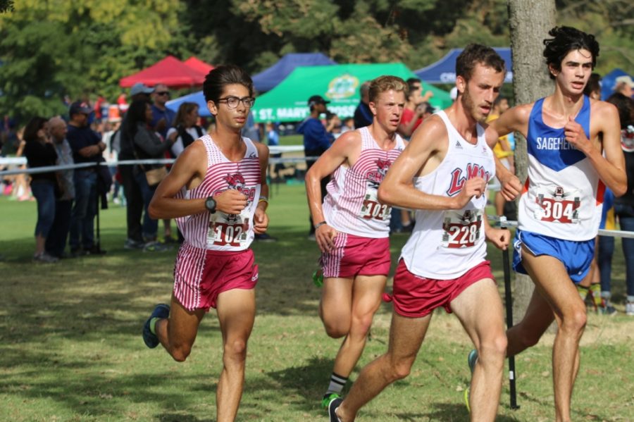 Chico State cross-country runners, Jason Intravaia (left) and Jack Johnson (right) helped Chico State win the Capital Cross Challenge in this archived photo. Image courtesy of Gary W Towne.