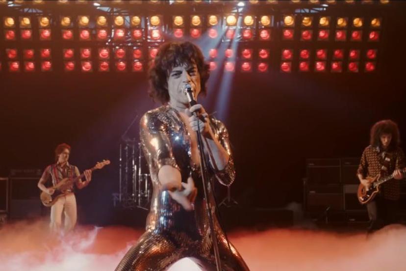 In Bohemian Rhapsody, Rami Malek works hard to portray Mercury but cannot rise above serious plot problems. Image from 20th Century Fox.
