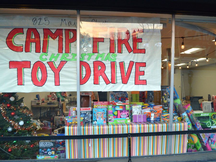 A Camp Fire Toy Drive is located on Main Street in downtown Chico. Kozette McGowan organized the event with the children affected by the Camp Fire in mind so that they can have something of comfort. The toy drive will be going on until Dec 17. Photo credit: Olyvia Simpson