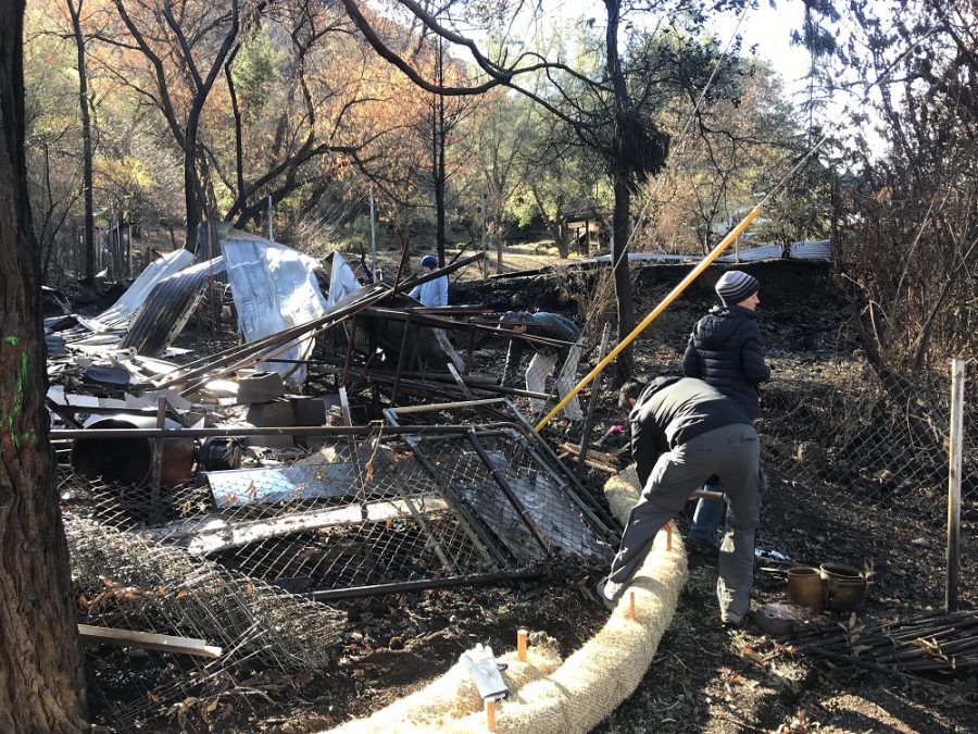Volunteers+with+Friends+of+Butte+Creek+have+been+setting+up+wattles+in+an+attempt+to+contain+potentially+harmful+runoff+from+the+ashes+and+debris+left+in+the+wake+of+the+Camp+Fire.+Photo+credit%3A+Dan+Christian
