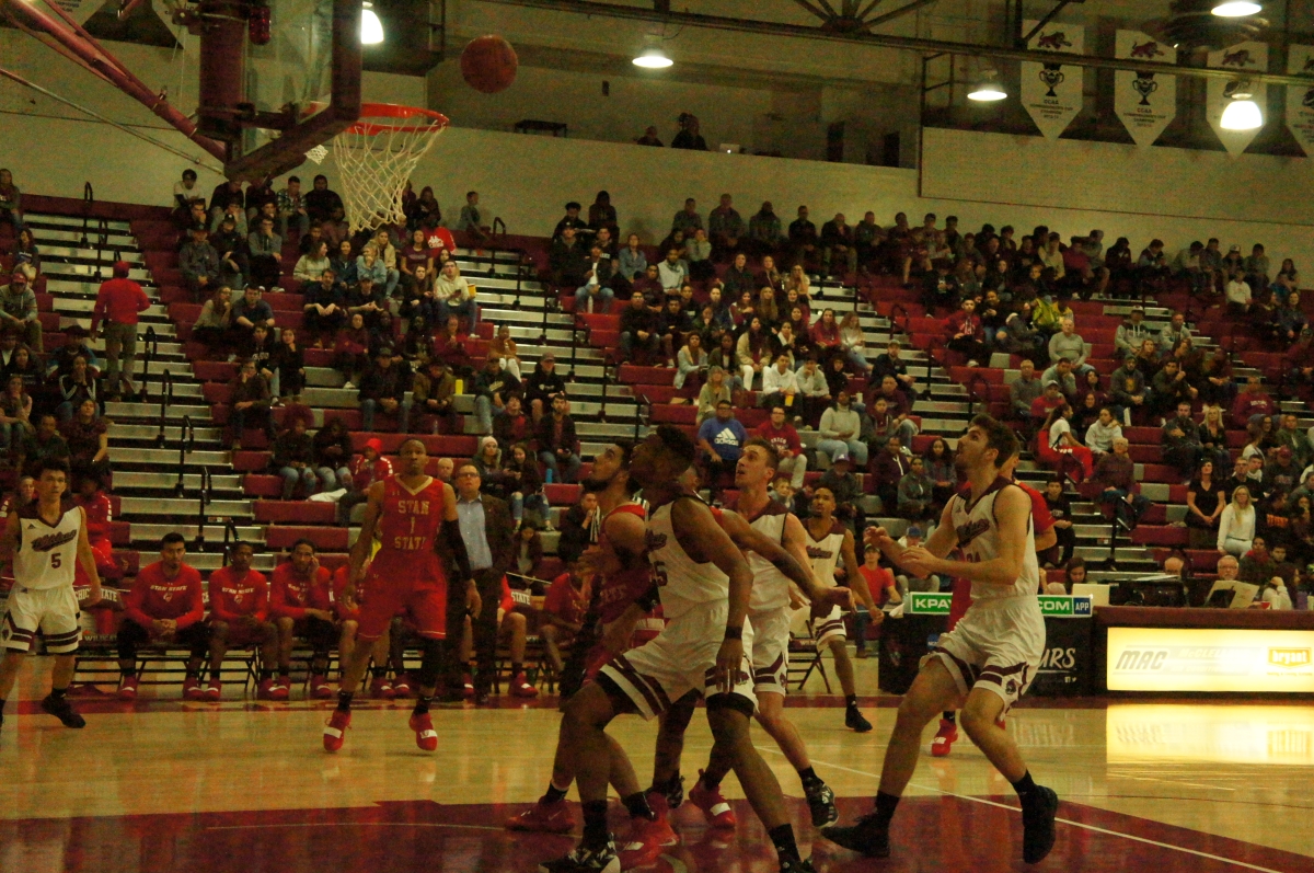 Chico State looks to rebound the ball against Stanislaus State in this archived photo. Photo credit: Keelie Lewis