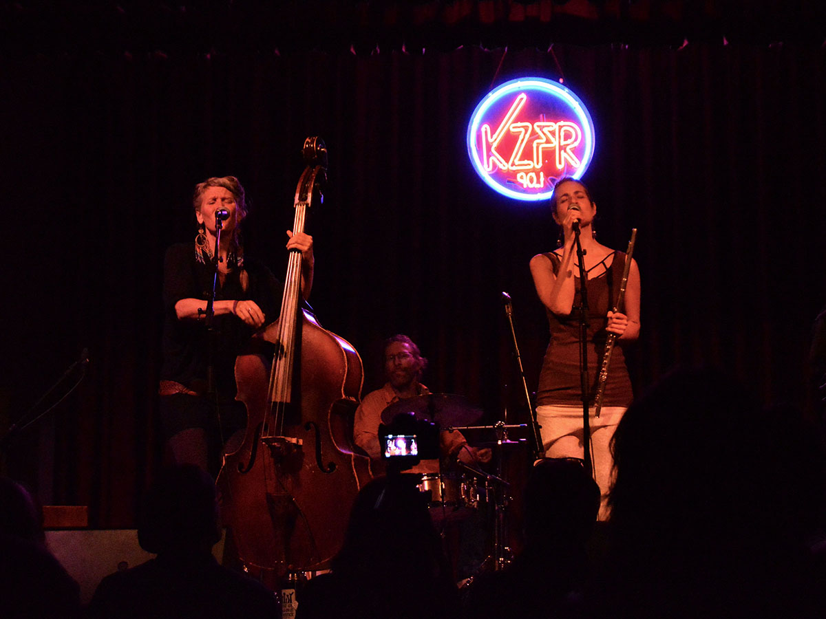 Sarah Nutting and Karisha Longaker of MaMuse displayed their artistic talents and songs with instruments like a cello and flute Photo credit: Olyvia Simpson
