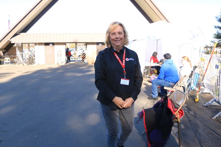 Cindy+Huge+is+a+Red+Cross+volunteer+who+has+worked+at+24+national+emergency+shelters.++She+is+currently+stationed+in+Chico+as+part+of+public+affairs+for+the+Camp+Fire+shelter.+Photo+credit%3A+Melissa+Herrera