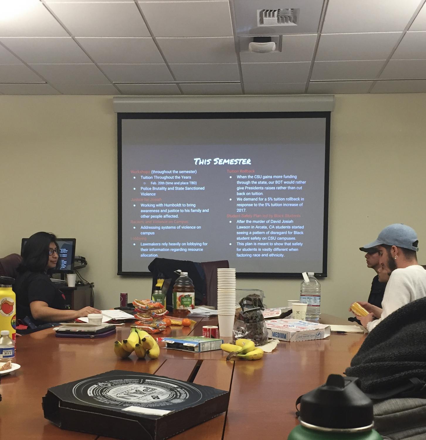 Students go over club goals in the Students for Quality Education's first meeting of the year. Photo credit: Nate Rettinger
