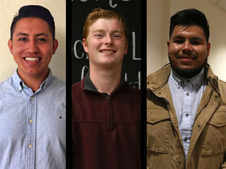 Three of the candidates in the running for the Associated Students body are Alfonso Caldera, Harry Hatch and Gustavo Martir. All three were present at Tuesday nights race highlighting event. Photo credit: Olyvia Simpson & Nate Rettinger
