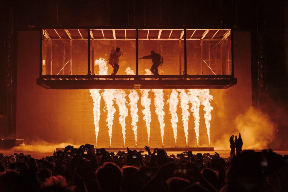 KIDS SEE GHOSTS (Kid Cudi and Kanye West) performing at Camp Flog Gnaw Carnival in November 2018.
Camp Flog Gnaw Instagram Photo