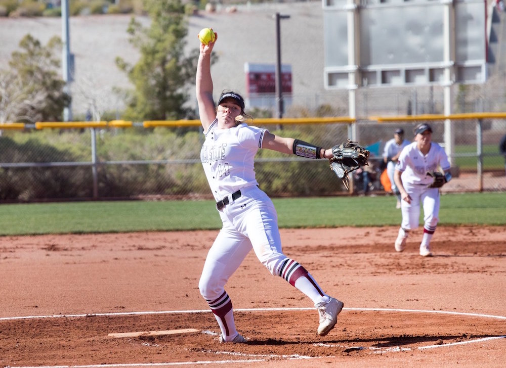Brooke Larsen had a rough night in the Wildcats' first postseason game. Going 4.2 innings allowing seven runs, eight hits and walking three batters.
Image courtesy of Sports Information