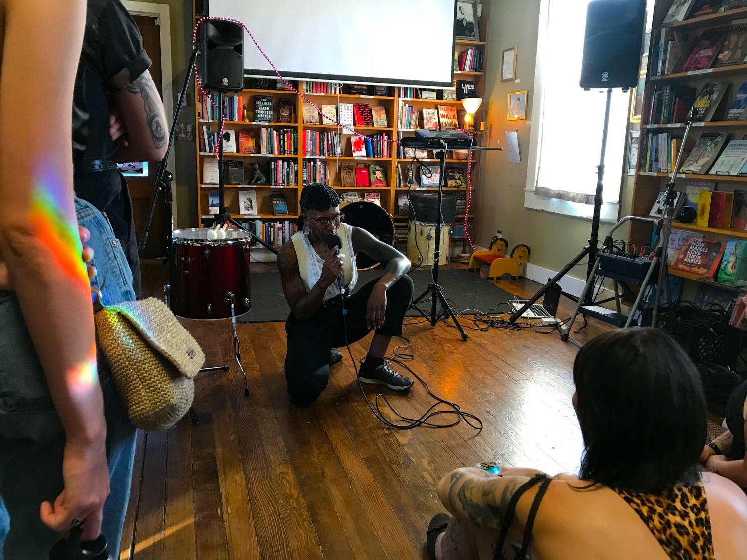 Wizard Apprentice giving an interesting performance, combining music, visuals, and movement.