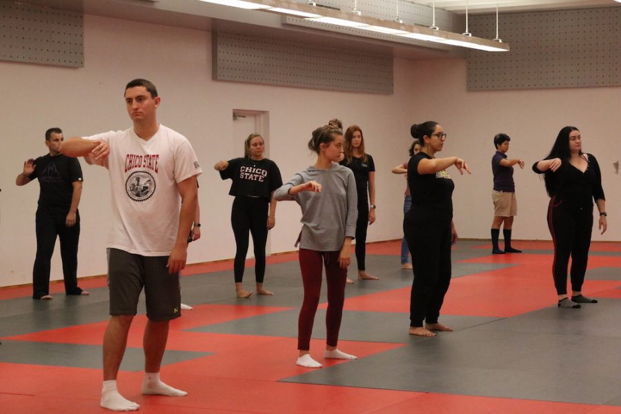 Students move their arms and bodies during class. Photo credit: Melissa Herrera