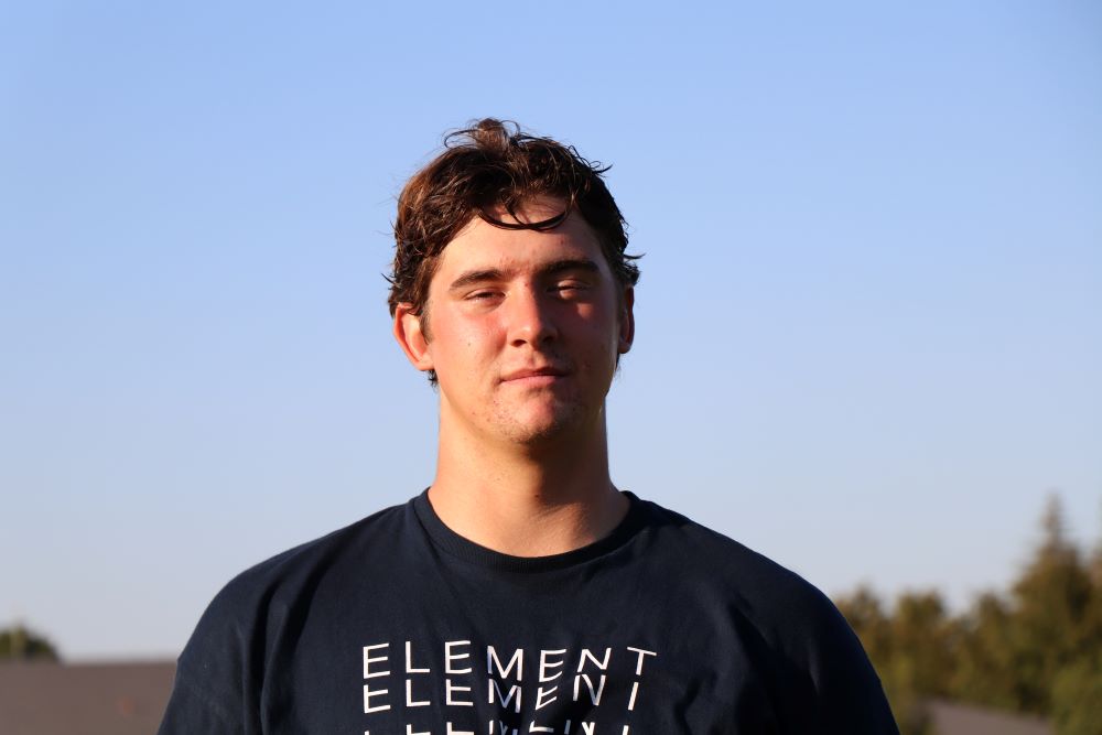 Aidan Finney without his helmet during practice. Photo credit: Mary Vogel