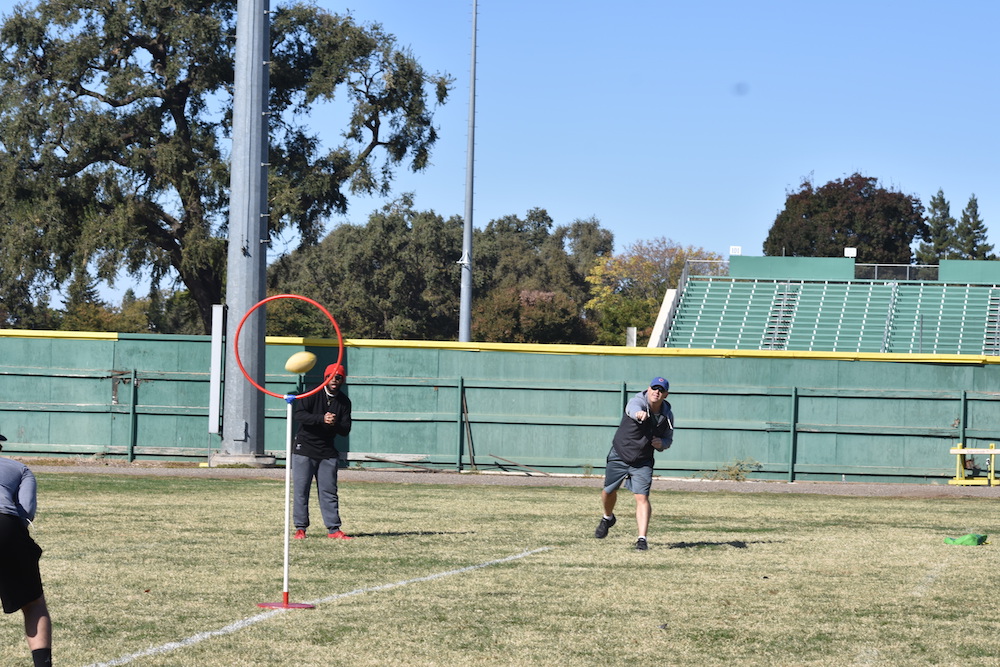 Can you throw a ball through different hoops that are scattered in different places? Photo credit: Hana Beaty