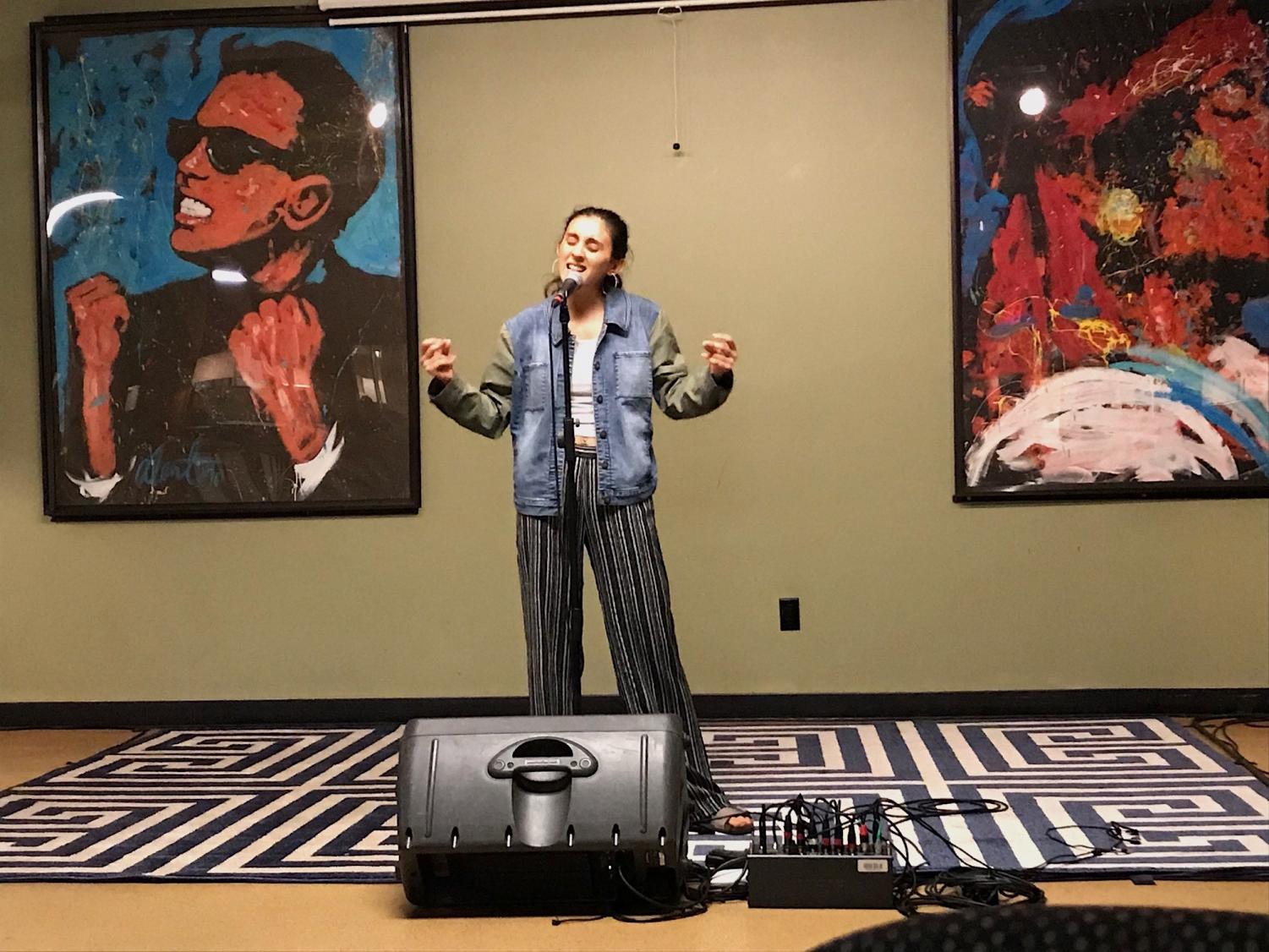 Cassandra Arechiga singing one of her original songs and showing off her amazing vocals. Photo credit: Danielle Kessler