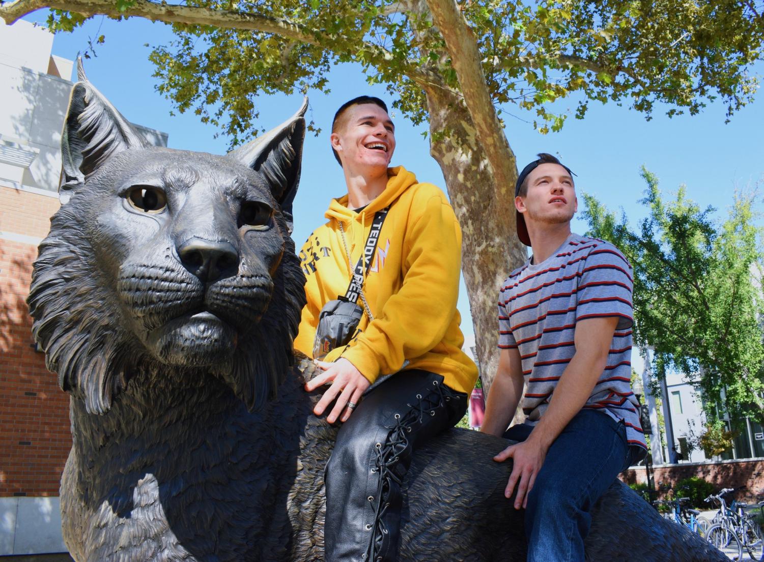 Friends Ethan Serzynski and Owen Duffey share a YouTube channel focused on creating a platform where people can just laugh. Many videos on their YouTube channel feature Chico State and many of their students. Photo credit: Kimberly Morales