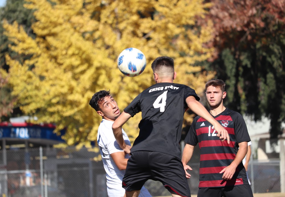 Servando Higuera does his best to keep the ball against Monterey Bay. Photo credit: Hana Beaty