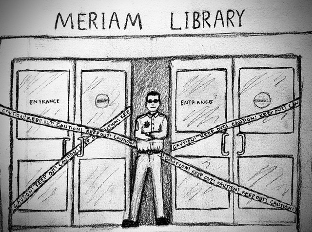 Police deny students information on library public safety. Photo credit: Melissa Joseph