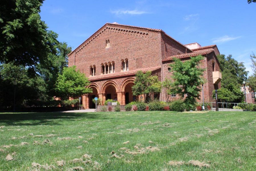 An exterior shot of Laxson Auditorium at Chico State