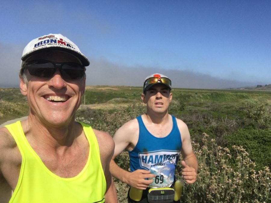 Alex Martin and his dad Jeff running a marathon in Santa Cruz, Calif in May 2017.
