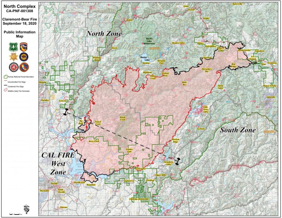 Cal Fire map of North Complex Fire, Sept. 18, 2020