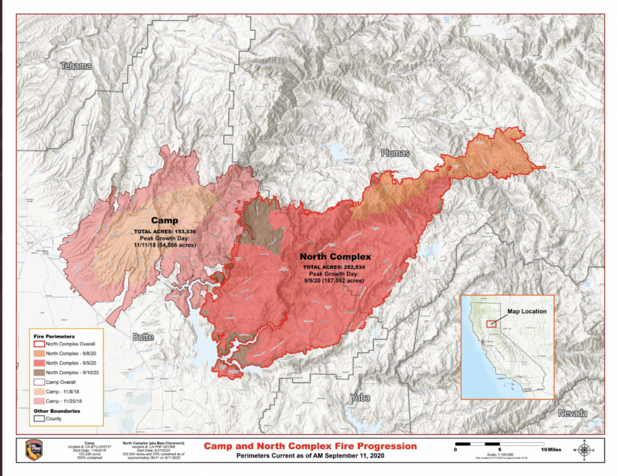 Cal Fire map of North Complex Fire, Sept. 13