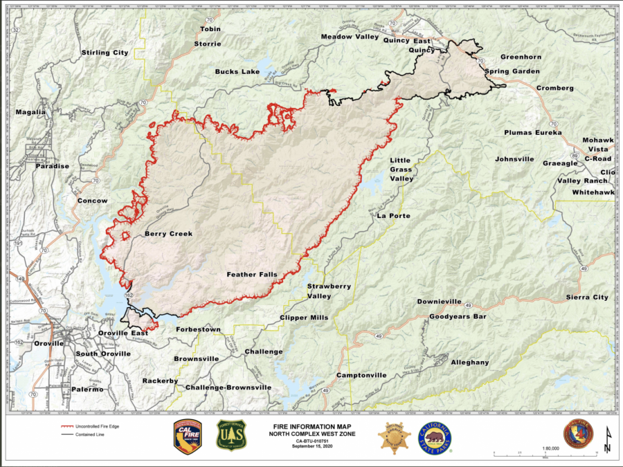 Cal Fire map of North Complex Fire, Sept. 15, 2020