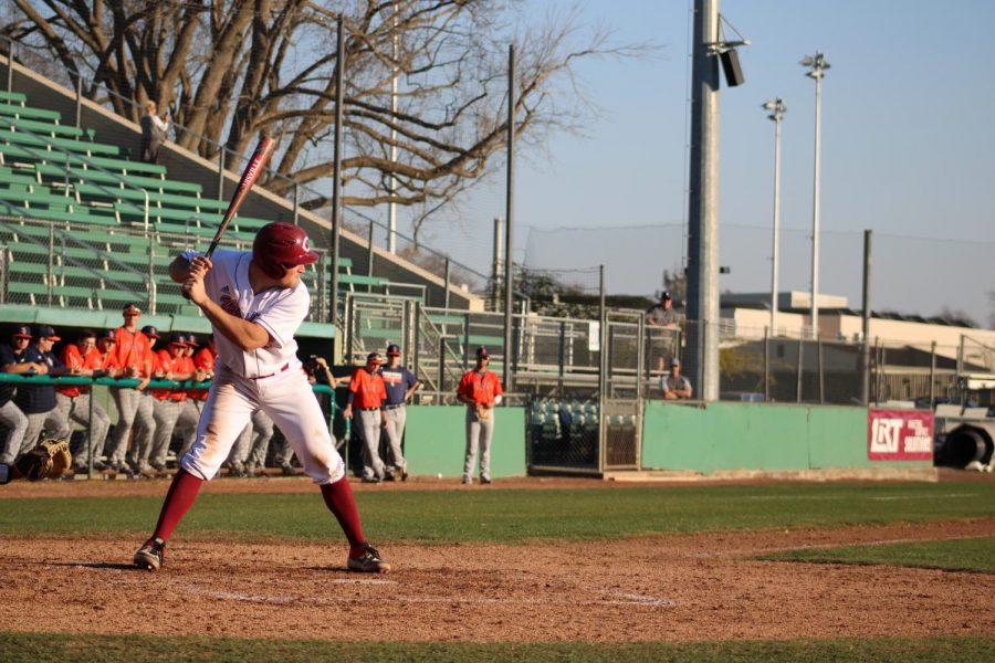 A photo of a Chico State baseball player on Feb. 18