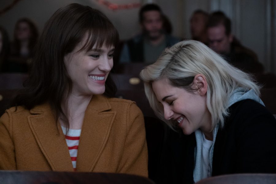 Kristen Stewart (right) and Mackenzie Davis (left) star in Clea Duvalls holiday rom-com, Happiest Season. Photo by Lacey Terrell, courtesy of Sony Pictures.