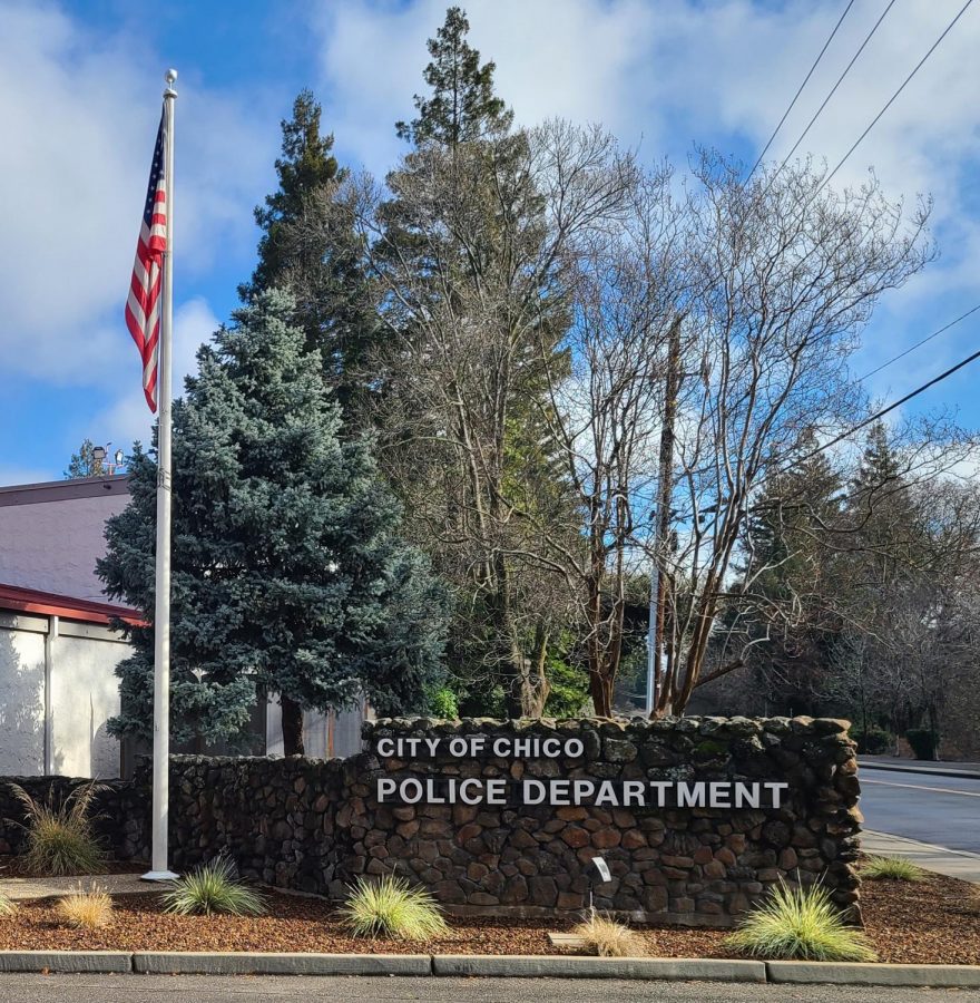 Photograph taken by Shae Pastrana. Depicts the exterior of the City of Chico Police Department on Friday 12th, 2021.