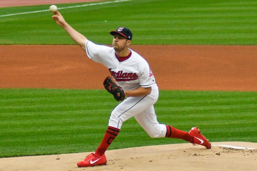 Cy Young Award winner Trevor Bauer throws a pitch for the Cleveland Indians. Bauer was recently acquired by the Dodgers in free agency. 
Erik Drost - Creative Commons