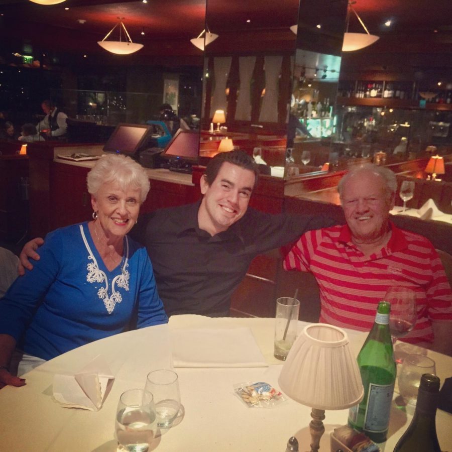 Alex Martin and his grandparents having dinner at Scotts Restaurant in Walnut Creek, Calif. Photo by Jeff Martin