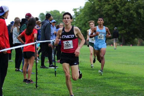 Chico State's Wyatt Baxter runs during a race.