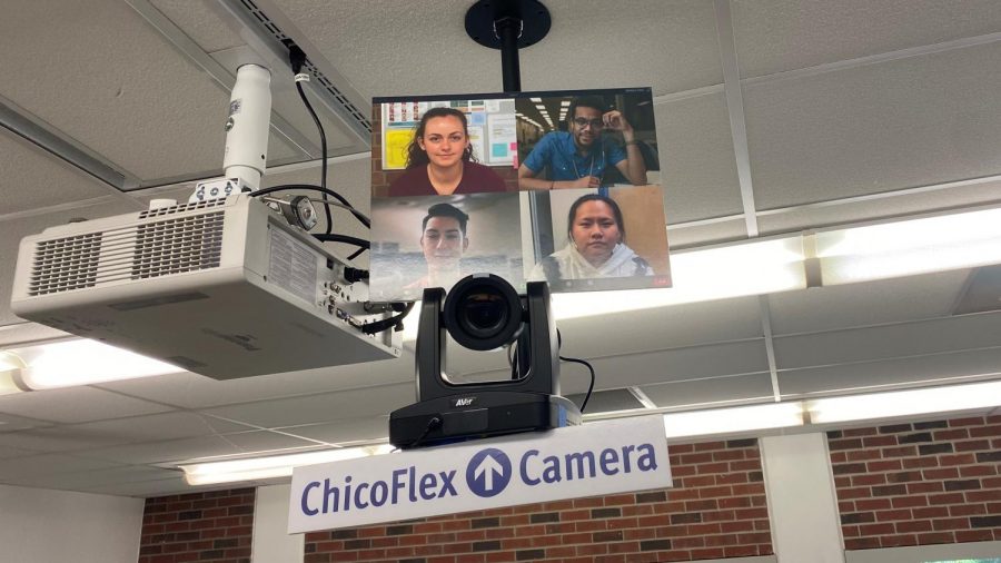 At+Chico+State%2C+131+classrooms+are+equipped+with+technology+that+enables+the+instructor+to+teach+both+in-person+and+virtually.+This+auto-tracking+camera+is+priced+at+%242%2C500.+Photo+by+Aldo+Perez.