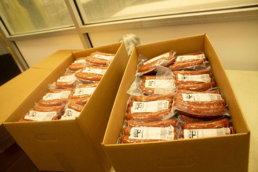 Freshly made and packaged sausages from the University Farm Meats Lab, taken on Oct. 15, 2021.