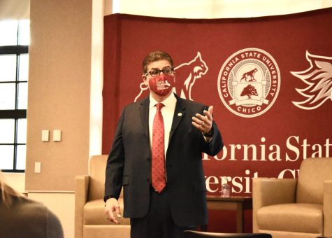 California State University Chancellor Joseph Castro in Colusa Hall on Nov. 2.