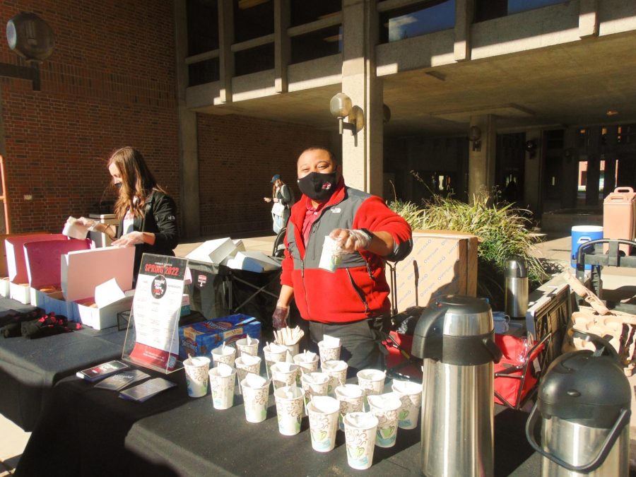 Chico State Career Center handing out free coffee. Taken by Jolie Asuncion on February 2, 2022.