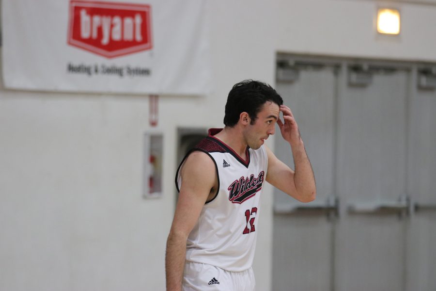 Wildcat Colby Orr thinking during the game against the Pioneers on Feb. 26.