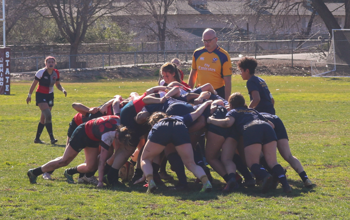 Chico State forwards winning the scrum on Feb 5.