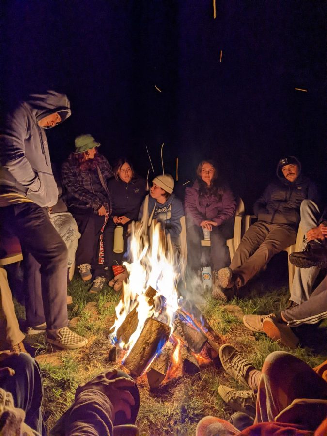 Students gathered around fire to keep warm. Photo taken by Marifer Martinez on March 5.