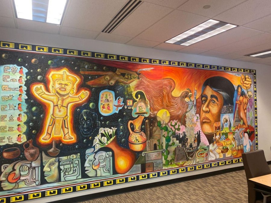 Mural honoring Cesar Chavez and Chicano culture on the 3rd Floor of the BMU.