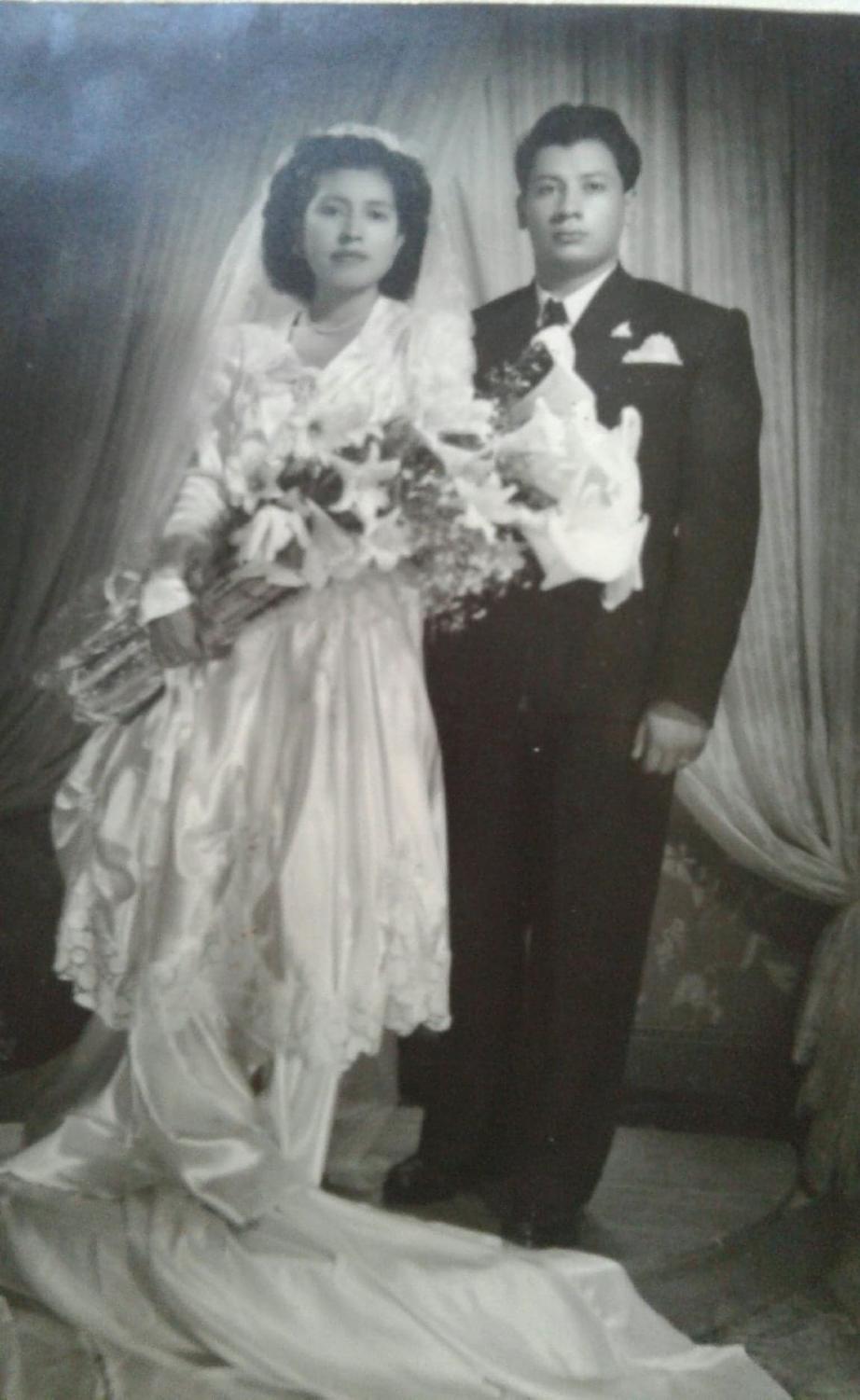 Barajas' mother and father at their wedding.