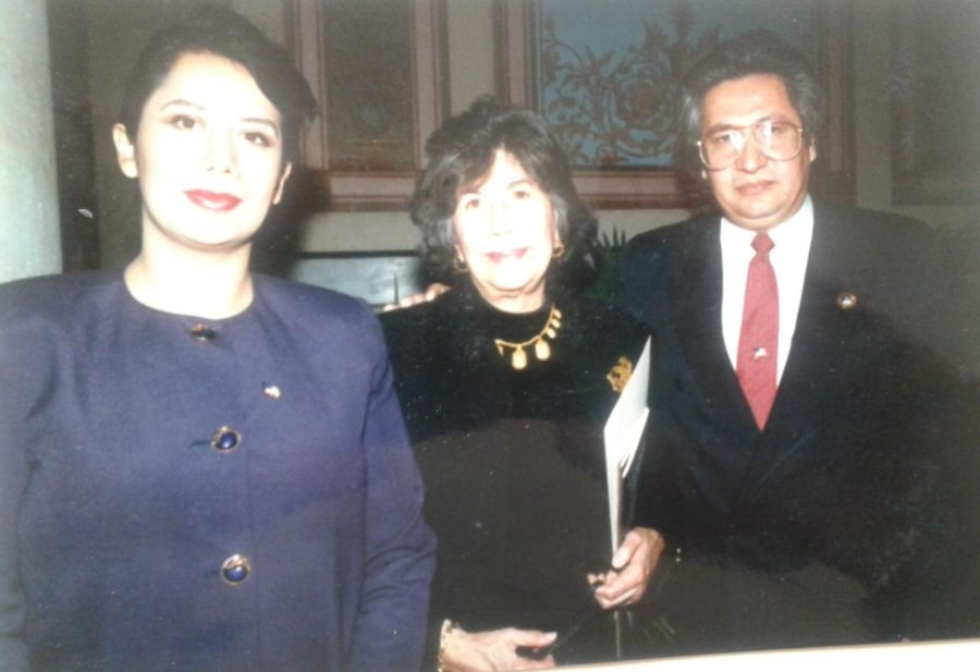 Barajas and his ex-wife (left) with Guadelupe Rivera Marin, daughter of Diego Rivera.