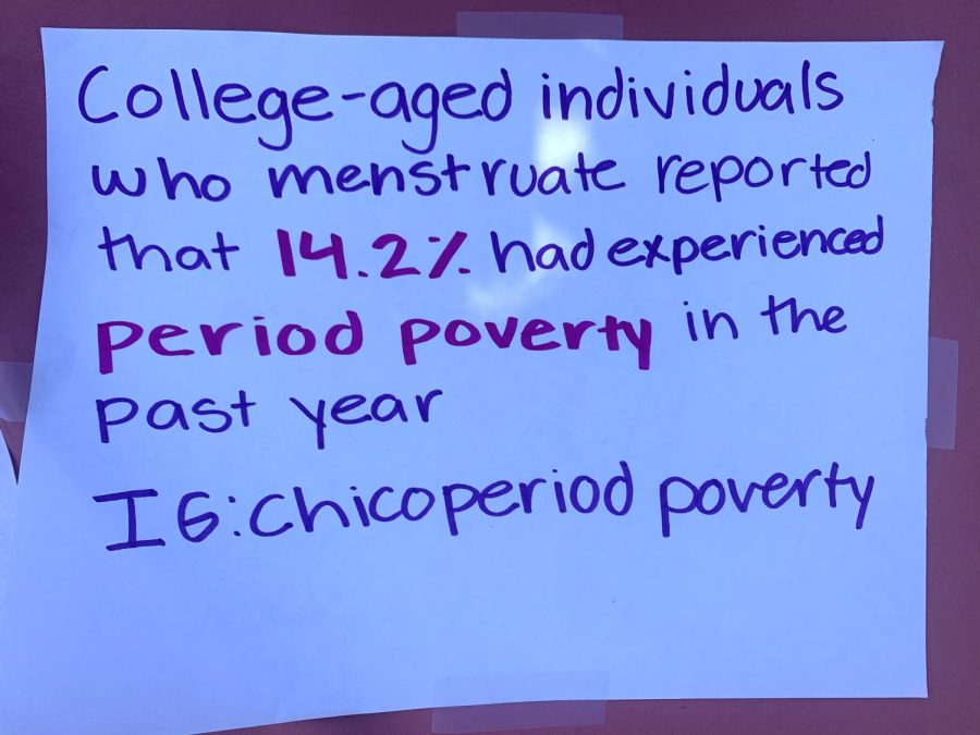 Percentage of college students who experience period poverty. Photo taken by Gabriela Rudolph on April 29.