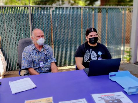 North Valley Harm Reduction members tabling for services on April 25, 2022.