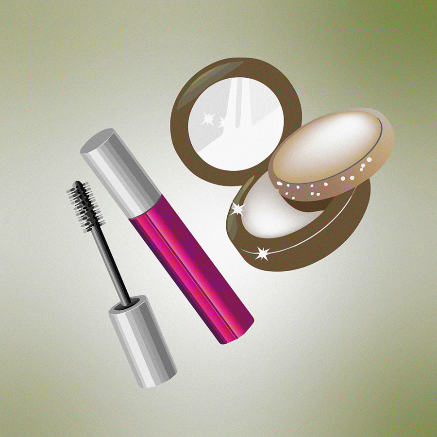 A graphic of cosmetic products