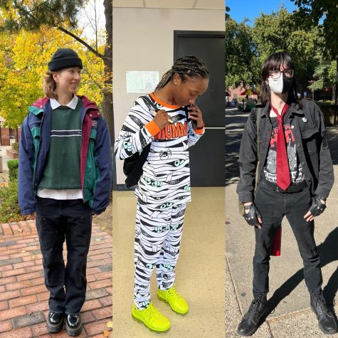 Three students wearing very cute outfits. A collage
