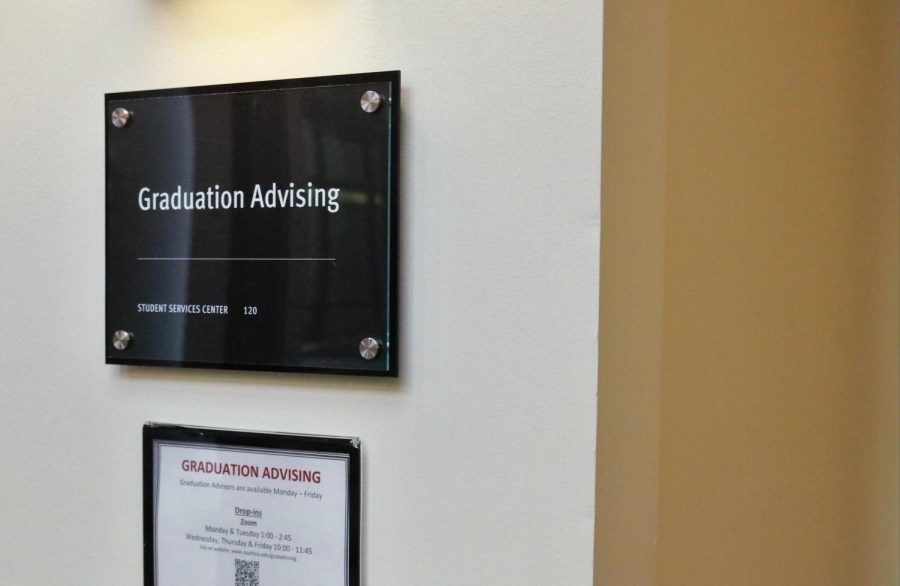 Graduation Advising Sign in Student Services Center. Photo by Mario Ortiz Jr on Feb 13. 