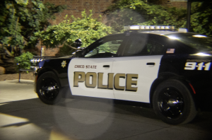 A University Police Department cruiser parked near Trinity Hall during the Associated Students’ Music Under the Stars concert. Taken by Ariana Powell on Sept. 21.