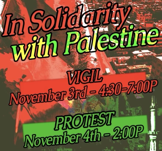 ‘In Solidarity with Palestine’ vigil and protest Friday, Saturday