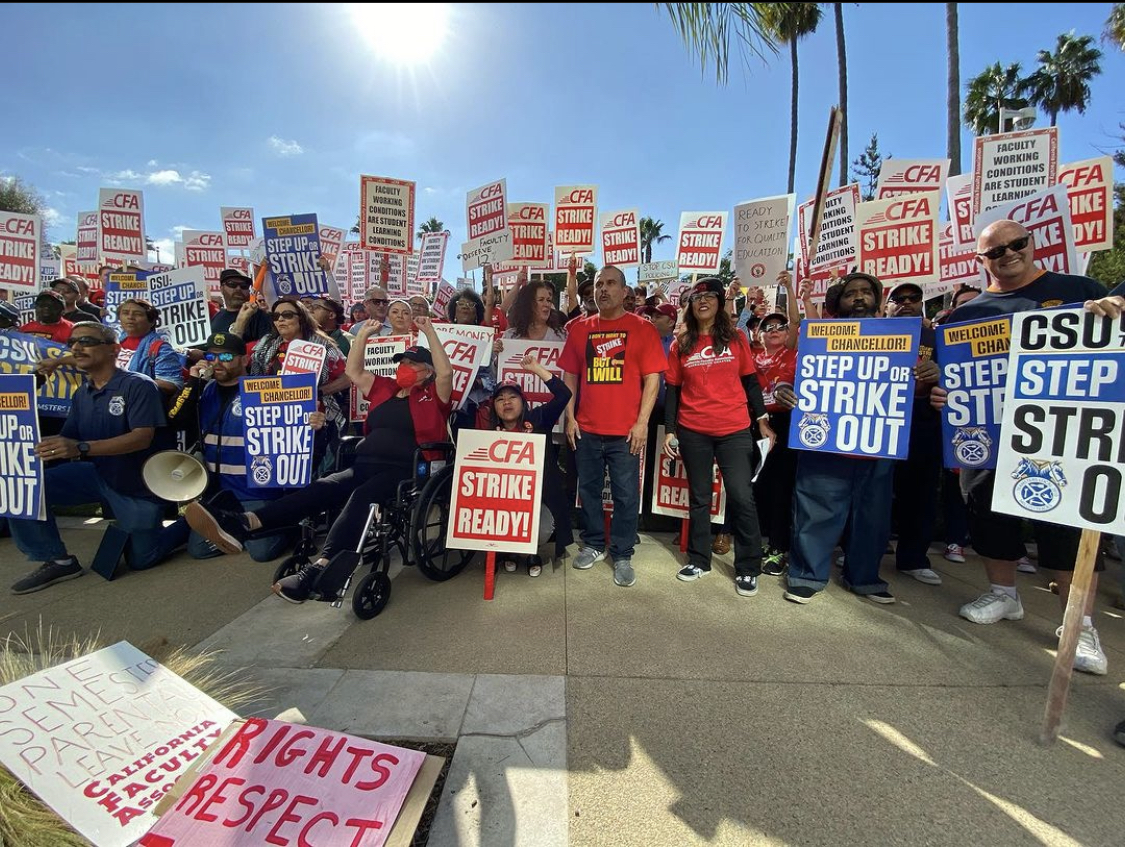California Faculty Association and Teamsters members rally at the California State University’s November Board of Trustees meeting. Courtesy: the CFA
