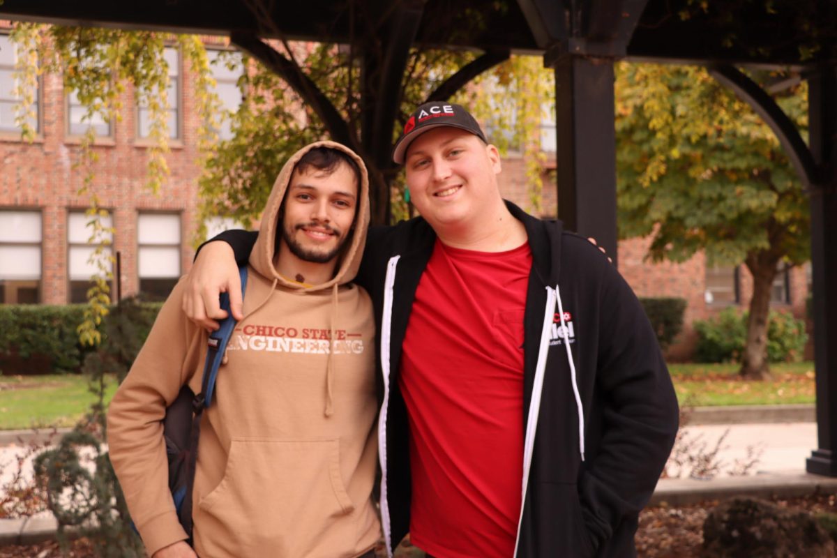 Student Yarin Dan (left) and student Edan Asseraf (right) on Chico States campus. Photo taken Dec. 1 by Milca Elvira Chacon. 